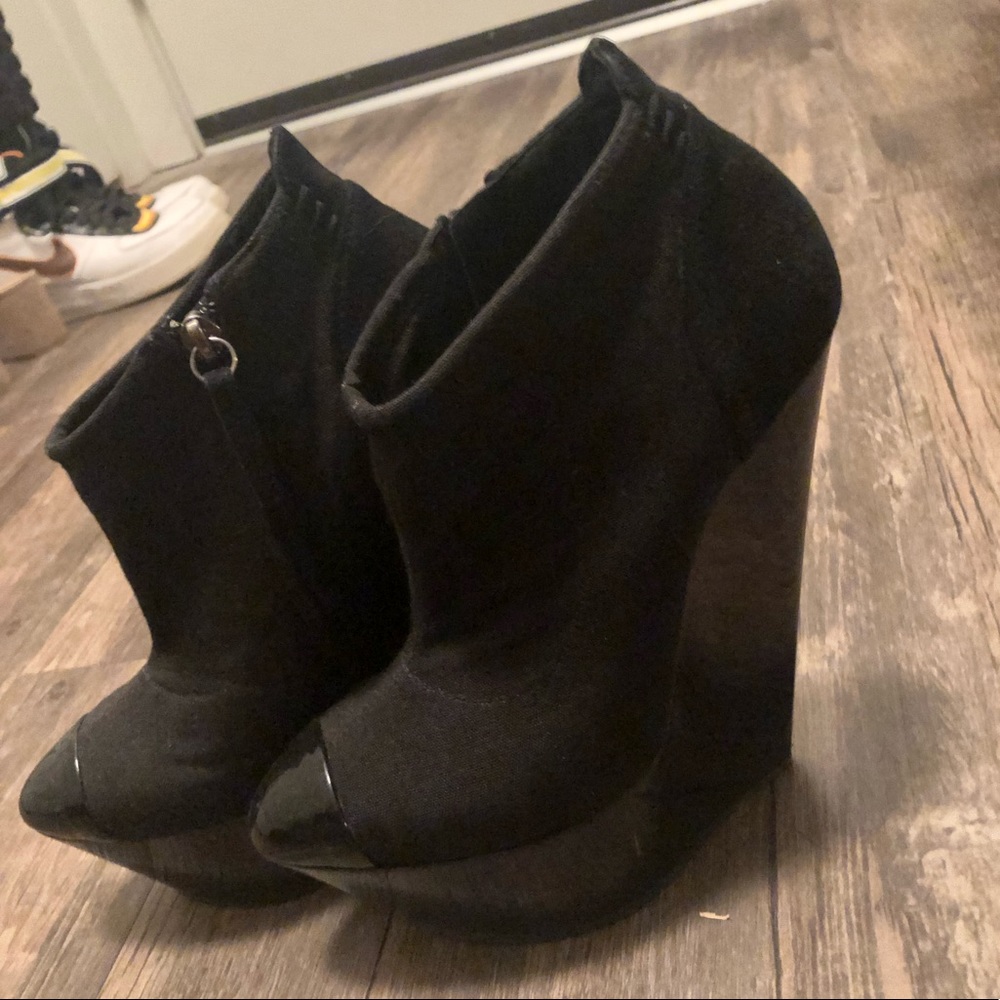 Black Giuseppe Zanotti High Platform Wedge Booties